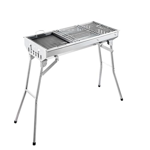 Horno de barbacoa plegable de acero inoxidable para camping y carbón 5