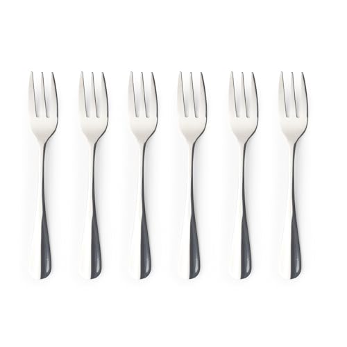 Salter Dessert Fork Set of 6 – Newbury, 18/0 Stainless Steel Cake Forks, 16.5cm Height, Pastry Cutlery Set, Mirror Polish Finish Flatware, Tableware for Home, Restaurant, Kitchen, Dishwasher Safe
