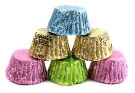 Miniatura 2 de Tazas en miniatura de mantequilla de maní de Pascua, chocolate con leche, azul rosa, caramelo de lámina de oro verde, paquete a granel de 2 libras