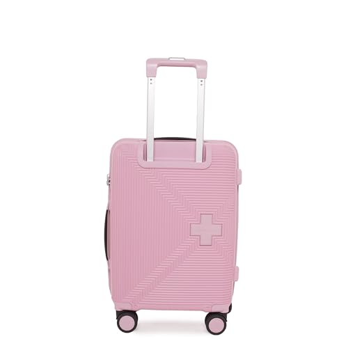 Image of SWISS MILITARY Maze Hard Top Black Polypropylene (PP) Luggage Trolley Bag with TSA-Lock & Body Coloured 360 Degree Rotatable 8-Wheels,Color -Peach,24 Inch