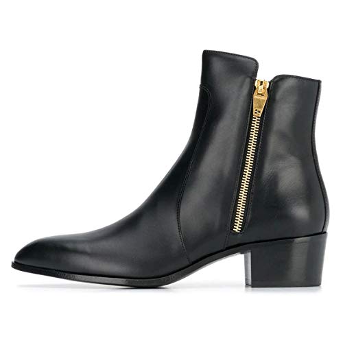 YDN Women Closed Pointed Toe Low Block Chunky Heel Ankle Boots Comfort Double Side Zipper Booties Basic Office Dress Shoes2