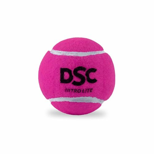 Image of DSC Nitro Lite Cricket Tennis Ball - All-Weather Rubber Composite with Lightweight, Premium Felt, Solid Core for Indoor & Turf Play (Pink), 6 Balls