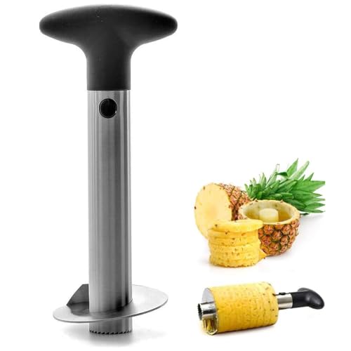 Cortador de piña de acero inoxidable con mango extraíble | Pelador de piñas para quitar el corazón
