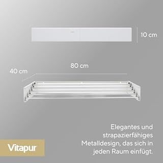 VITAPUR Séchoir Mural, sèche-Linge dépliable avec 6 Barres antirouille, étendoir à Linge Robuste pour intérieur et extérieur, Longueur d'étendage de 3,7 mètres