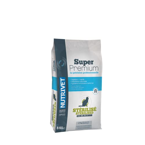 NUTRIVET - Super Premium - Chat Stérilisé - Croquettes sans Blé - Chat - Riche en Protéines Animales - 8 kgs Cover