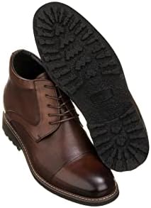 CALTO Men's Invisible Height Increasing Elevator Shoes - Dark Brown Leather Lace-up Cap-toe Boots with Inner Faux Fur - 3.2 Inches Taller - Y41089 - Size 8 D(M) US | Image 4