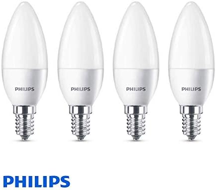 4 Pack - Philips CorePro LED Frosted Candle 5.5W (40W) E14 SES Small Edison Screw 2700k Warm White | 470 Lumen | 15000 Hours | 929001157779