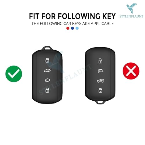 Image of Screwless Series Car Key Cover Compatible with TATA Sierra Adventure, Accomplished, Curve EV, Harrier EV Adventure & Fearless | 4 Button Smart KeyCase | Silicone KeyShell with Keychain