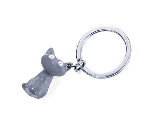 TROIKA Porte-clés Felix KR16-22/GY - Chat - Chat - Animal - Mignon - Laqué - Gris brillant - Produit original de