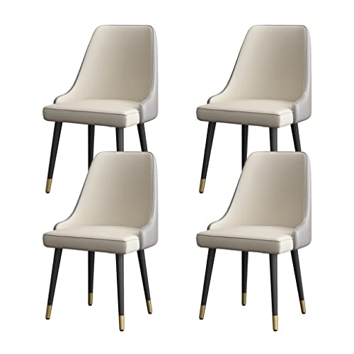 SJIALEN Dining Chairs Set of 4, Soft Pu Leather Seat Cushion Metal Legs Side Chairs Living Room Modern Kitchen Lounge Counter Chairs Kitchen Chair (Color : White)