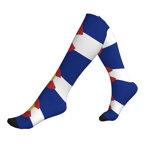 SEAEAGLE Flag of Colorado Athletic Elasticity Support Socks Snug Knee High Stockings Unisex A Pair
