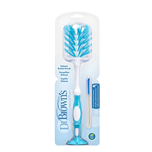 Dr. Brown's Deluxe Baby Bottle Brush With Anti-Colic Vent Cleaning Brush, Soft And Sturdy Bristles, Bpa Free, Blue, 1 Pack #TOP1