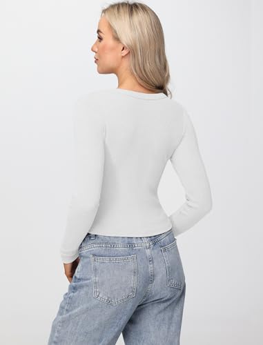 Womens Long Sleeve Tops Fall Lightweight Cardigan Cropped Going Out Shirts Ribbed Button Down Cute Trendy 2025