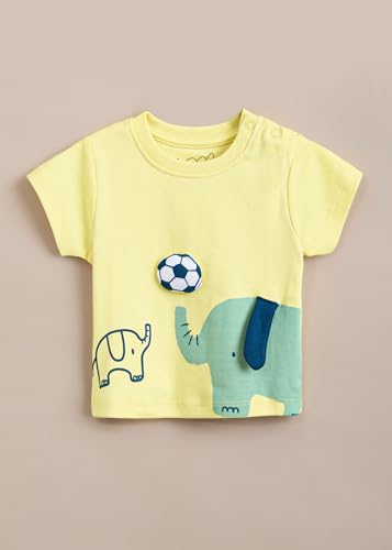 Image of Hopscotch Baby Boys Animal Print Short Sleeves Yellow Short set