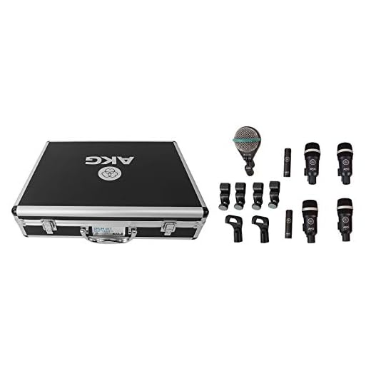 AKG Acoustics Drum Set Concert 1 Professional Drum Microphone Set with D112 MkII Bass Drum, 2X C430 Overhead and 4X D40 Microphones, Model:2581H00160