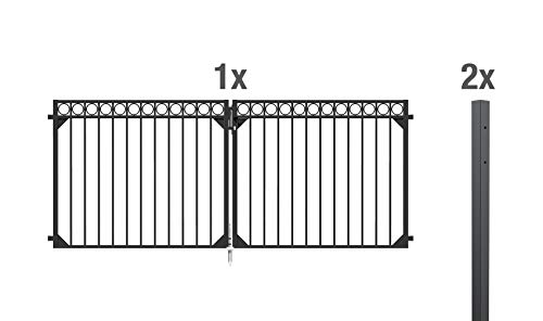 Alberts 510206 Doppeltorset Circle, zum Einbetonieren | verschiedene Höhen - wahlweise in verschiedenen Farben | anthrazit | Höhe 100 cm | Breite 3 m