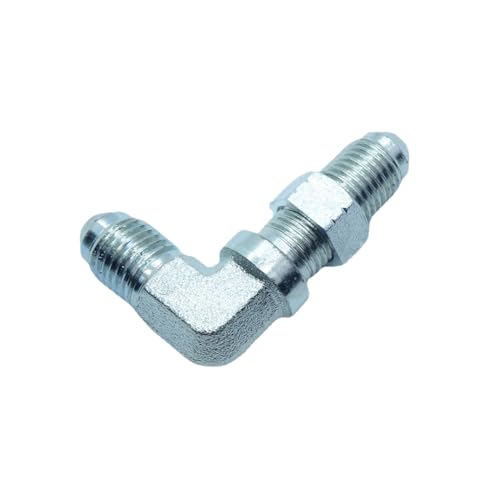 Image of 2 Piece 1 /4#4 JIC 37 Male Flare to #4 1 /4 JIC 37 Flare Bulkhead 90 Degree Elbow Hydraulic Steel Fitting