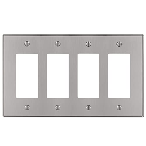 Placa de 4 interruptores de líneas modernas Amerelle 70R4BN para salones y cocinas 2
