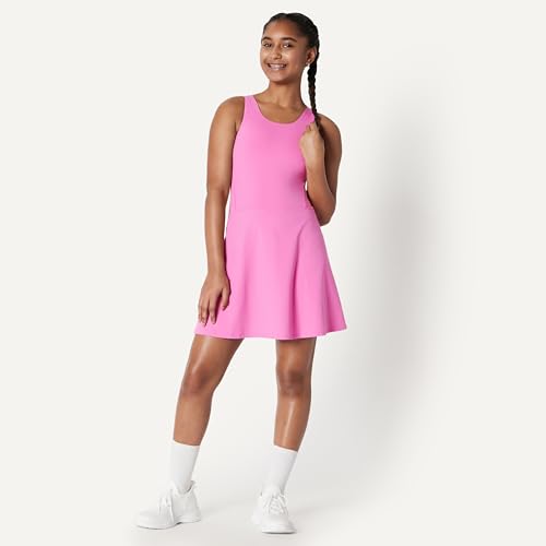 Image of Amazon Essentials Girls' Active FormFlex Buttery Soft Tank Tennis Dress with Built-in Bodysuit, Bra, & Shorts