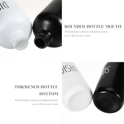 Image of Dimeho 4 Pcs Glass Soap Dispenser, Hand Soap Dispenser Set Black Refillable Shampoo Conditioner White Farmhouse Decor Accessories for Kitchen Bathroom