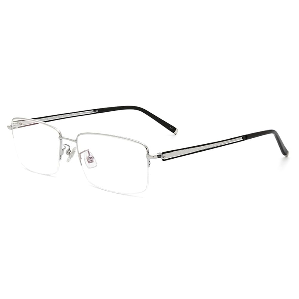 MKERT Ultra Light Blue Light Blocking Reading Glasses For Men Flexible Titanium Half Frame Anti Eyestrain Computer Reader