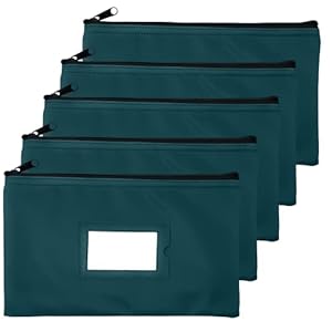 Money Bank Deposit Bag with Zipper | 11×6 inch | Green | Durable Leatherette Money Cash Coin Check Wallet Pouch for Men & Women with Framed ID Window and Blank Card | by GIDABRAND (5)