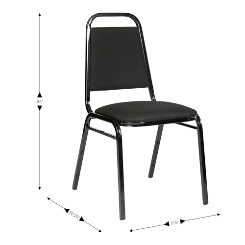Image of Flash Furniture 4 Pack Hercules Series Trapezoidal Back Stacking Banquet Chair in Black Fabric - Black Frame
