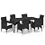 YITHOPI 7 Piece Patio Dining Set with Cushions Poly Rattan Black Versatile Lounge Furniture Outdoor Lounge Set Patio Furniture Sets Balcony Furniture Sets for patios, Gardens, Decks