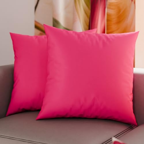 PETTI Artigiani Italiani - Lot de 2 Taies d'oreiller de Lit 40x40 cm, Housses de Coussin Unies Couleur Fuchsia, Taie Oreiller 100% Microfibre...