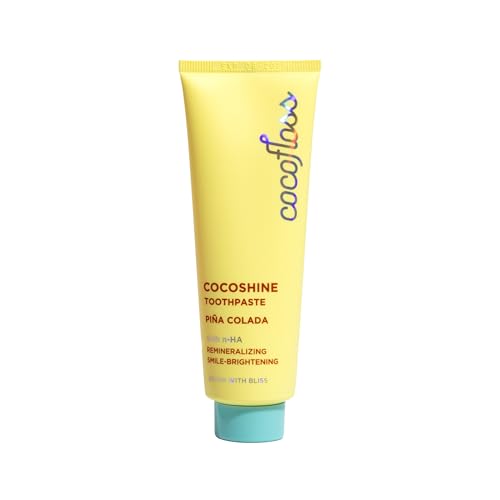 Cocoshine Teeth Whitening Toothpaste by Cocolab Nano-Hydroxyapatite Toothpaste Non-Fluoride with Xylitol and Coconut Oil Gently Formulated for Sensitive Teeth Adults and Kids Pina Colada 3.4 Oz