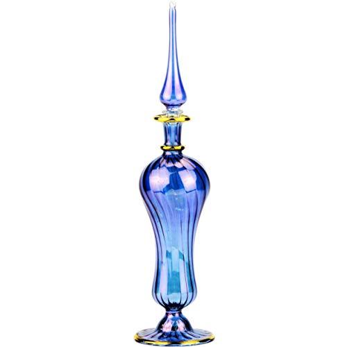 NileCart 9 in. Egyptian Perfume Bottle large size blue handmade in Egypt For your perfume, essential oils, Egyptian decoration or party table centerpiece - image 1