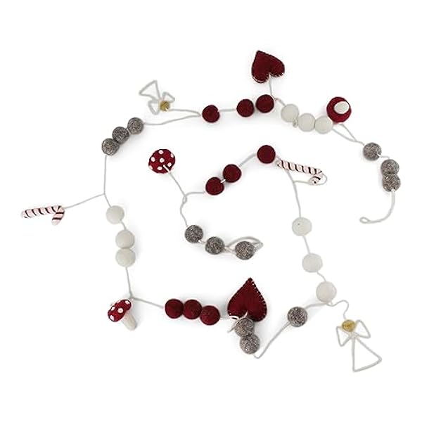 Én Gry & Sif Ghirlanda natalizia | Hand-Made, Fair-Trade, decorazione da parete per albero di Natale, ghirlanda con decorazioni natalizie, bianco, 200 cm