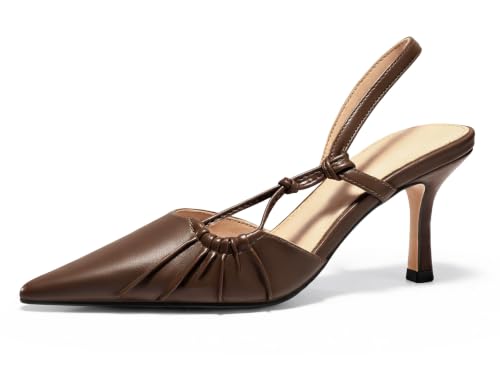 Image of Coutgo Womens Slingback Kitten Heels Closed Pointed Toe Pumps D'Orsay Wedding Party Dress Shoes