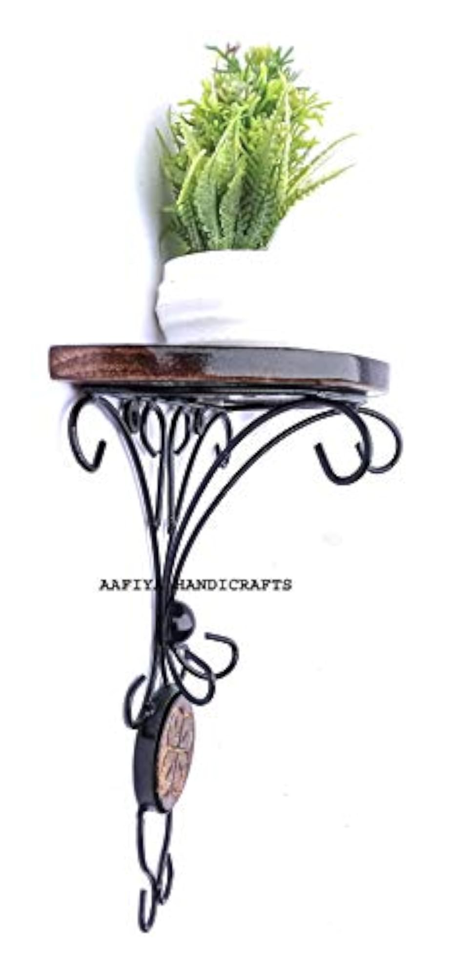 Rustic Wall Mounted Shelf Brackets with Decorative Iron Scroll Design