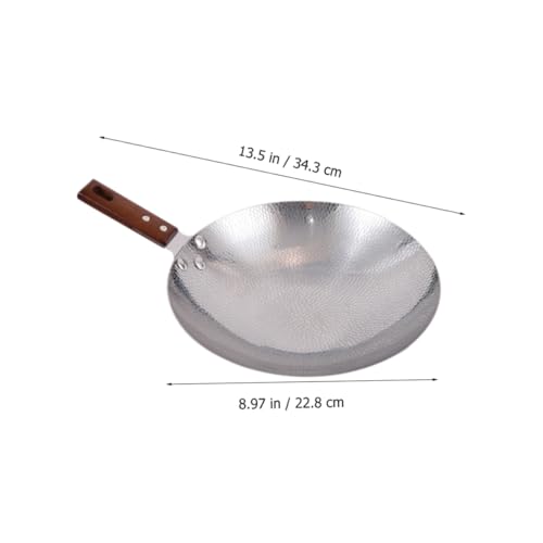 Wok de acero inoxidable con mango de madera antideslizante miniatura 7