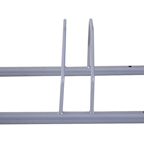 HOMCOM Rastrelliera Portabiciclette per 5 Bici, Acciaio Zincato Antiruggine, Fissaggio Parete/Pavimento 140.5 x 30 x 21… - immagine 9