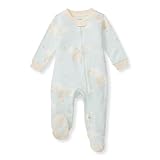 Burt's Bees Baby Boys' Organic Cotton Sleep and Play Footed Pajamas, One-piece Zip Front Romper, Baby Essentials