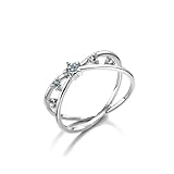 Juego de anillos de boda para mujer, anillos vintage de oro blanco de 18 quilates con estrella superpuesta con topa, I 1/2, Oro blanco de 18 quilates, Topacio