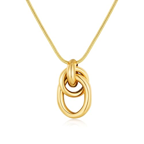 Gold Knot Pendant Necklace for Women Statement Gold Necklace 14K Gold Plated Knot Choker Trendy Jewelry