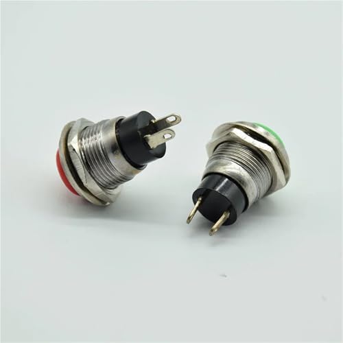 Interruptor de boton 12mm 2pin pulsador momentaneo verde de rosca para panel pack de 5 3