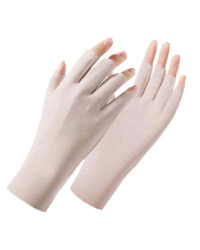 GAJUS 1 Paar fingerlose Handschuhe, Damen-Sonnenschutzhandschuhe, UV-Schutz, kühle Seide, Handschuhe, Sonnenschutz, Fahrhandschuhe, für Damen und Herren, für Outdoor-Aktivitäten geeignet (hautfarben)