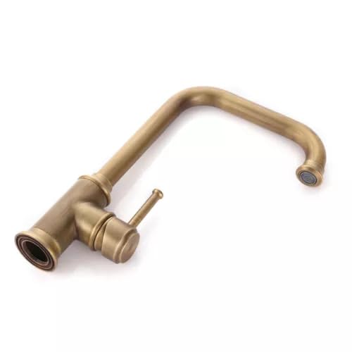 Grifo de lavabo alto retro, monomando de latón con caño de 25 cm de altura, cartucho de cerámica, conexión G3/8", bronce para baño y aseo de invitados
