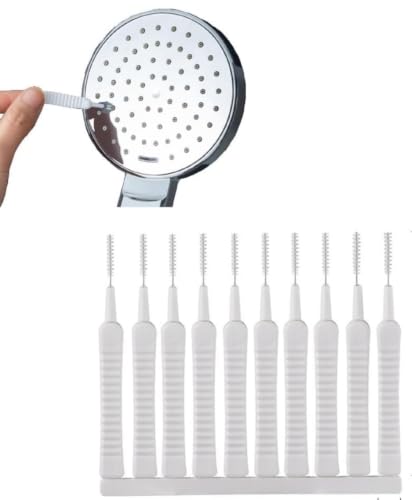Image of (Pack of 10) Shower Head Cleaning Brushes, White Nozzle Hole Cleaner Tools with Bristles, Shower Nozzle Cleaning Brush, Cleaning Brush for Bathroom & Kitchen, Multifunctional Cleaning Tool