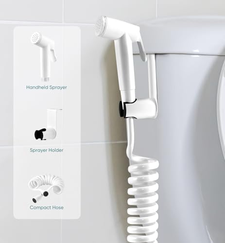 Handheld Bidet Sprayer Kit for Toilet, for Feminine Wash, Bidet Faucet Cloth Diaper, Baby Wash, Pet Wash or Toilet Cleaning, with Spring Type Bidet Hose (White) - Thumbnail 7