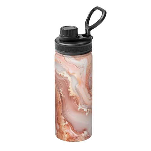 Kfjghhl Insulated Stainless Rose Gold Marble Design Background Steel Water Bottle For Sport Gym Travel Leak Camping Hiking Hydration