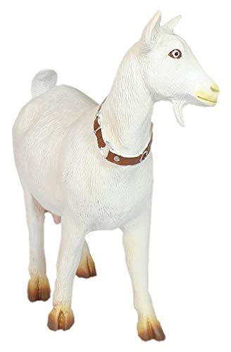 colourliving Ziege Figur groß | Gartenfigur Ziege Mecki weiß | handbemalte Ziegenfigur XL für Garten oder im Haus
