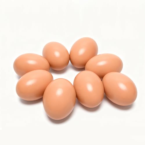 Pabbyeey Lot de 8 œufs en bois artificiels pour poules - Œufs réalistes - Accessoire pour pondeurs et poulaillers - Œufs en bois - Pour poulets