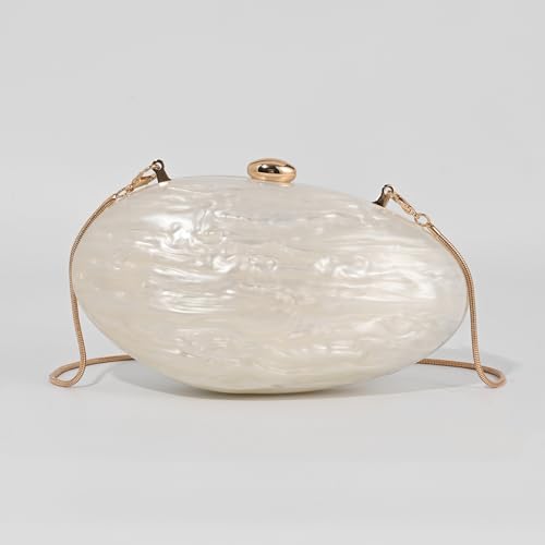 Image of Pearl Clutch Purses For Women,Shell Acrylic Handbags Evening Bag Purse Small Shoulder Crossbody Bags Wedding Designer