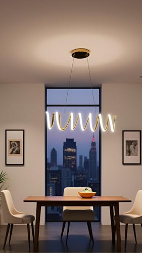 Image of LED Hanging Light for Living Room /Dining Table, Chandelier for Ceiling of Hall, Jhoomer /Jhumar Hanging Lamp for Breakfast Table, Hanging Light for Home Decoration (Golden) (CH59)