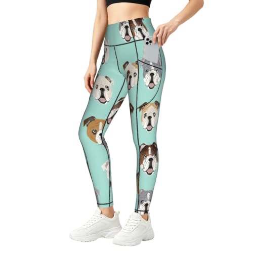 Pantalones de yoga holgados y suaves con divertido estampado original de bulldog inglés